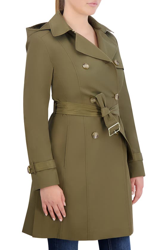 Shop Cole Haan Signature Hooded Trench Coat In Army Green