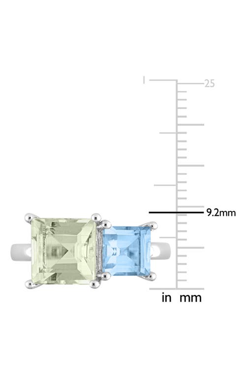 Delmar Square Green Quartz & Blue Quartz Ring In Silver/green/blue