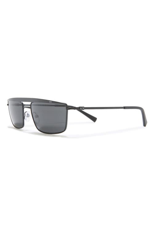 Shop Armani Exchange 58mm Rectangle Sunglasses In Matte Black/dark Grey