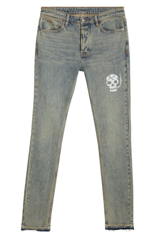 Shop Ksubi Van Winkle Stagelight Skull Release Hem Skinny Jeans In Denim