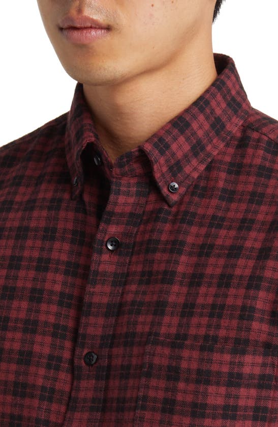 Nordstrom Marcus Trim Fit Check Flannel Button-down Shirt In Burgundy- Black Marcus Plaid