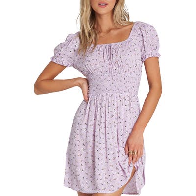 Billabong Falling For It Floral Off The Shoulder Minidress, Purple