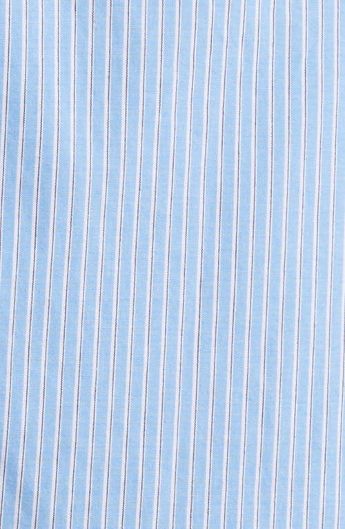 Shop Les Deux Lawson 2.0 Stripe Poplin Camp Shirt In White/surf Blue