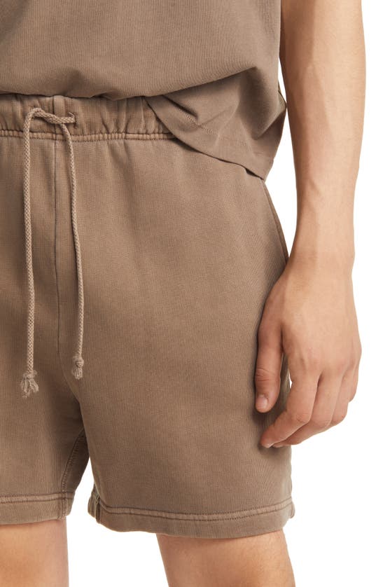 Shop Elwood Core Organic Cotton Brushed Terry Sweat Shorts In Vintage Brown