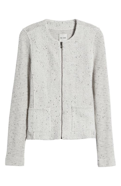 Shop Nic + Zoe Nic+zoe Mix Zip Front Knit Jacket In Sugar Cookie