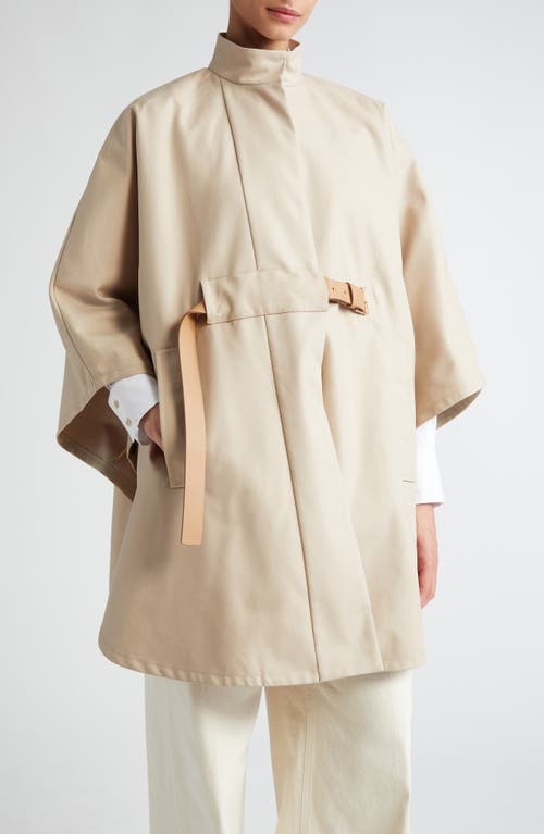 Max Mara Berto Belted Cotton Gabardine Cape in Sand at Nordstrom, Size Small