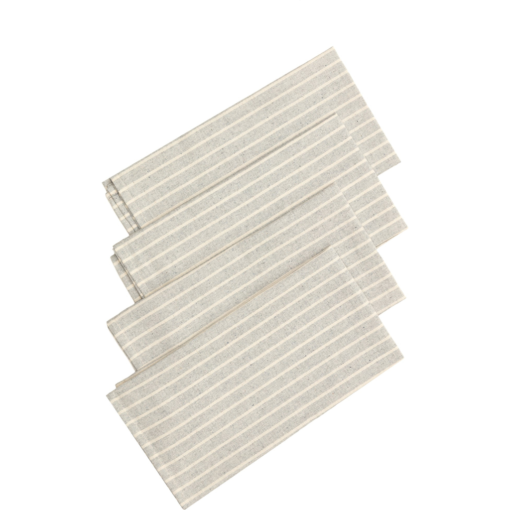 Meema Striped Cotton Napkin Set Of 4 In Grey