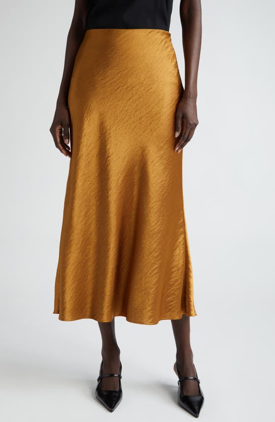 Shop Jason Wu Hammered Satin Skirt In Burnished Gold