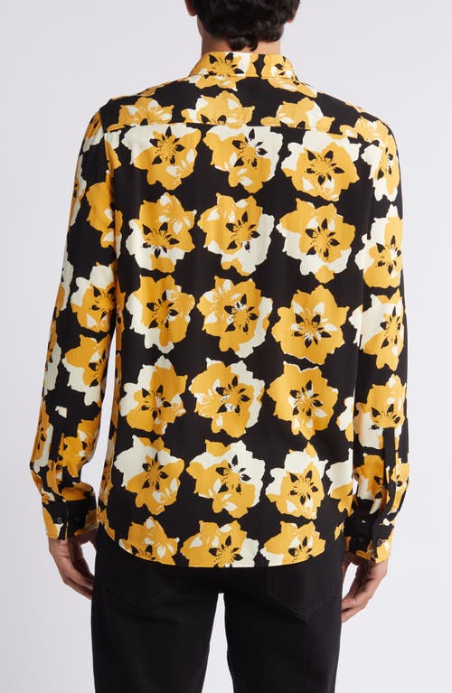 Shop Hugo Emero Floral Button-up Shirt In Gold