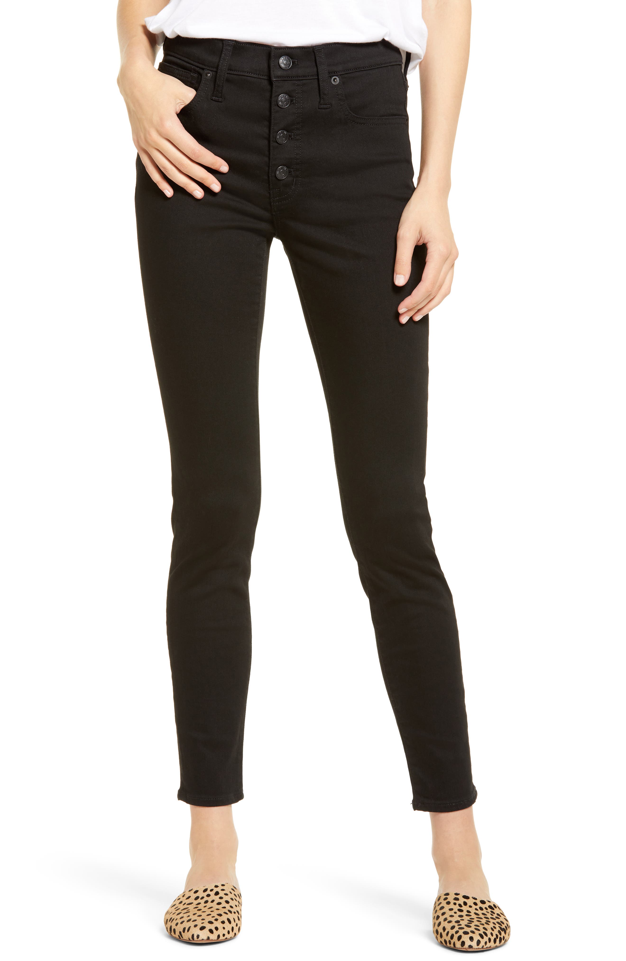 button fly high rise jeans