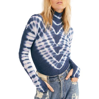 Free People Psychedelic Mock Neck Tee, Blue