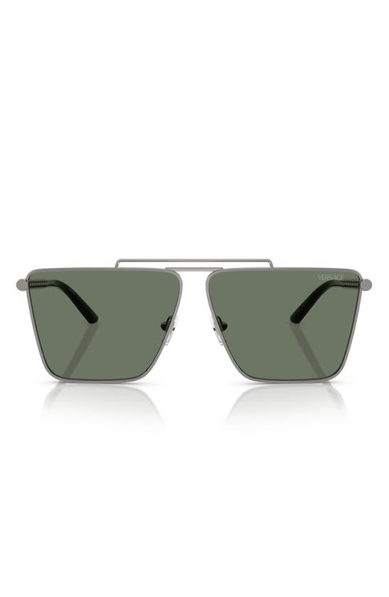 Versace 64mm Oversize Pillow Sunglasses In Gunmetal