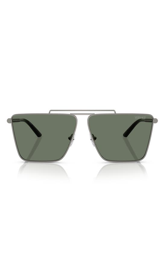 Shop Versace 64mm Oversize Pillow Sunglasses In Gunmetal