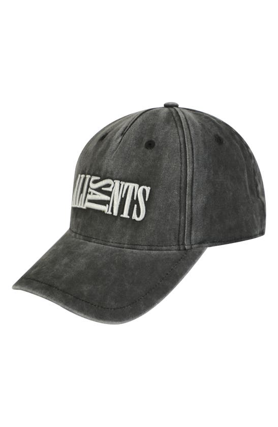 Allsaints Oppose Logo Baseball Cap In Washed Black