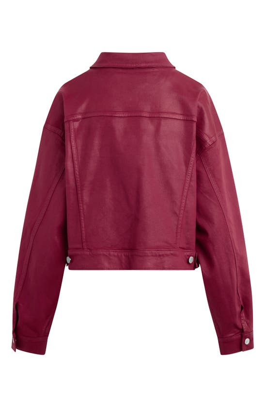 Shop Hudson Jeans Brea Coated Denim Trucker Jacket In Coated Beet Red