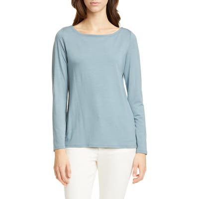 Eileen Fisher Bateau Neck Slim Tencel Lyocell Top, Blue