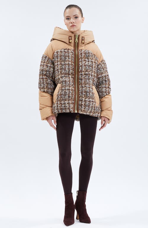 Shop Nicole Benisti Matignon Tweed Jules Puffer Jacket In Mocha