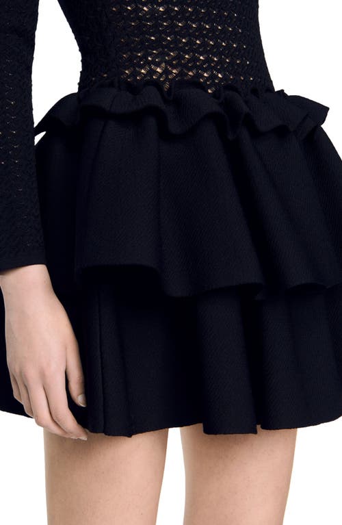 Shop Sandro Ruffled Dress In Black