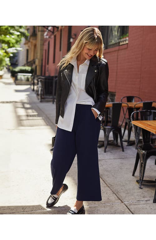 LANDS' END LANDS' END SPORT KNIT PULL ON DRAWSTRING WIDE LEG CROP PANTS