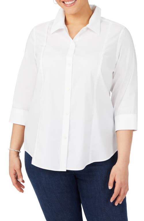 Foxcroft Terri Solid Button-Up Shirt White at Nordstrom
