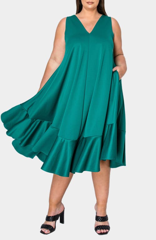 Shop L I V D Simone Pocket Stretch Sleeveless A-line Dress In Emerald