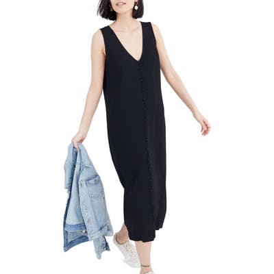 Madewell Heather Button Front Dress, Black