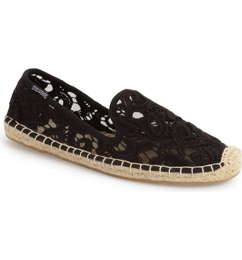SOLUDOS Lace Espadrille Slip-On, Main, color, Black