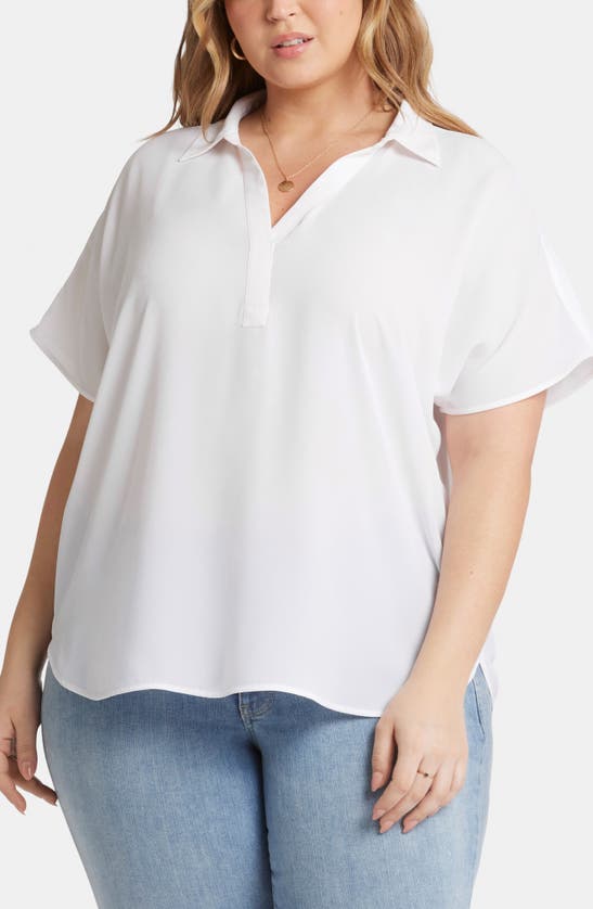 Shop Nydj Becky Georgette Popover Top In Optic White