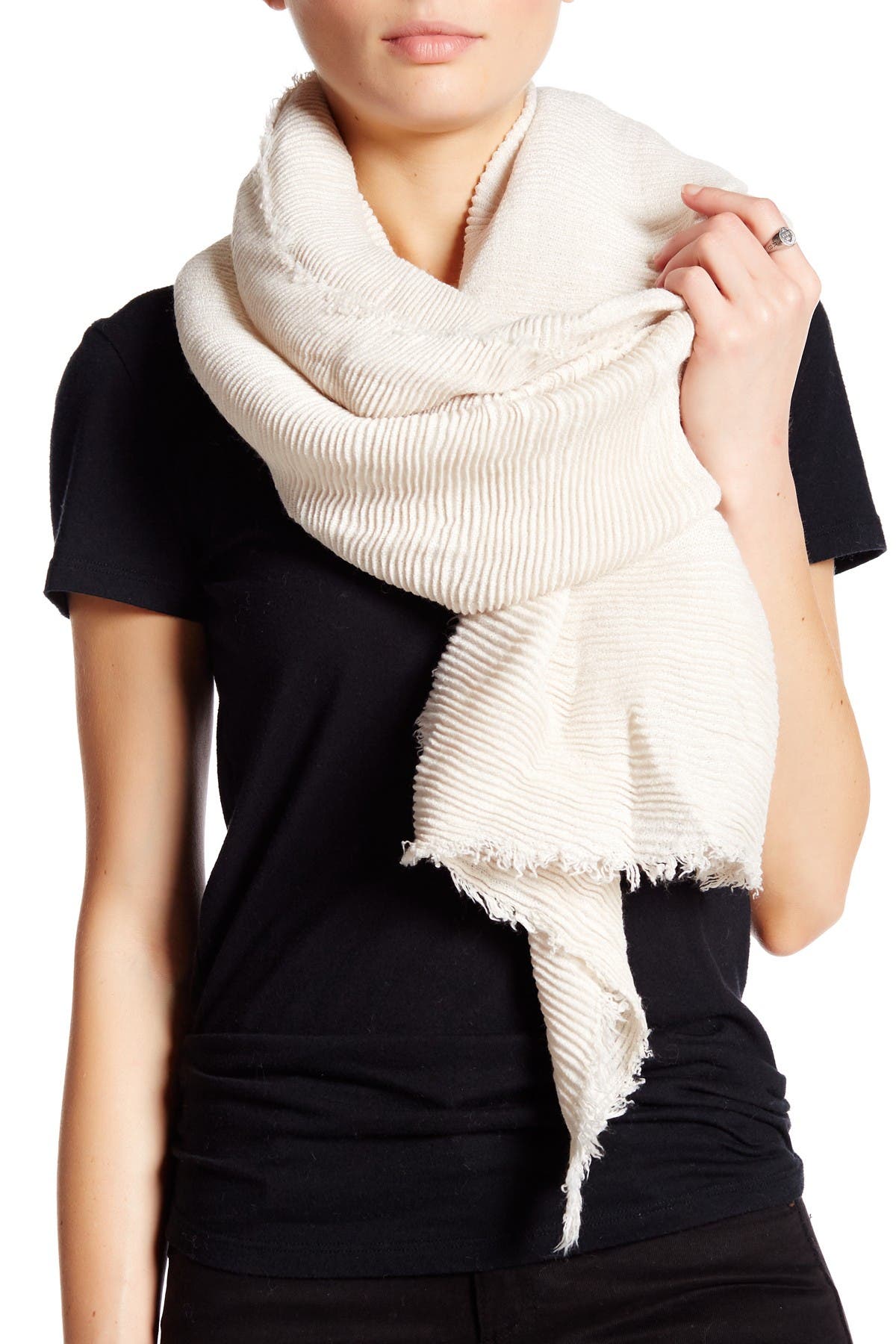 Modena Oversized Pleated Blanket Scarf In Cream At Nordstrom Rack Modesens