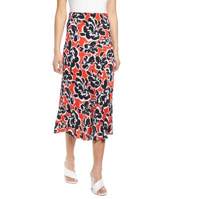 Leith Bias Cut Midi Skirt, Red
