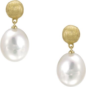 Gold & Faux Pearl Dangle Flap Bag Earrings Small