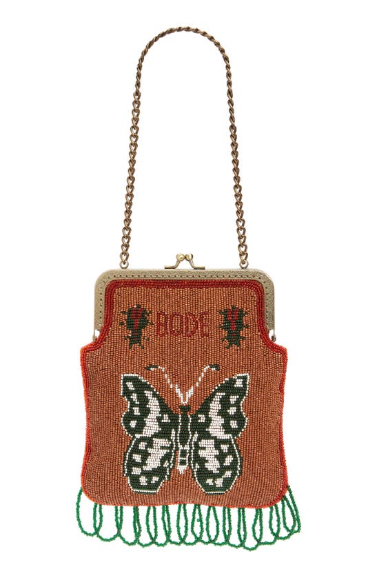 Shop Bode Athalia Beaded Shoulder Bag In Brown Multi