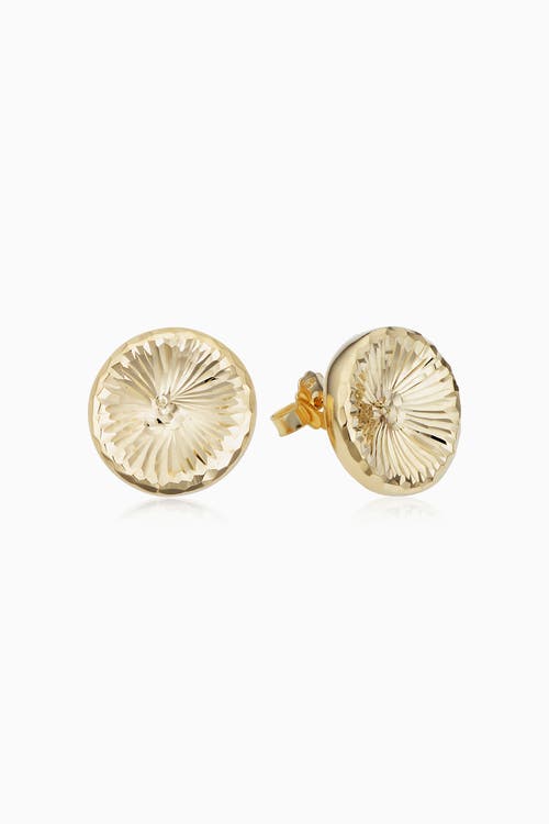 Oradina Sunburst Round Studs In Yellow Gold