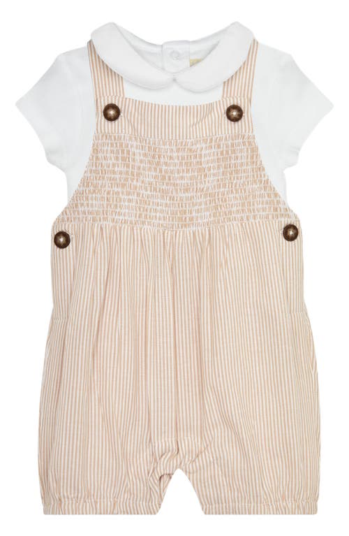 JOJO MAMAN BEBE Stripe Bodysuit & Overalls Set Stone at Nordstrom,