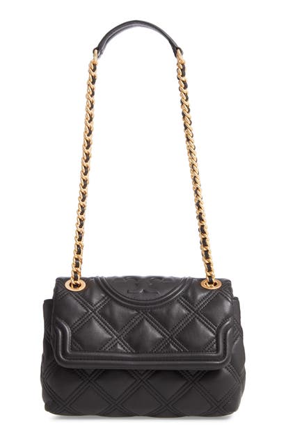 Tory Burch Small Fleming Soft Quilted Leather Crossbody Bag - Black | ModeSens