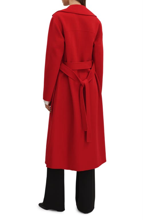 Shop Reiss Sasha Belted Double Breasted Wool Blend Coat In Red