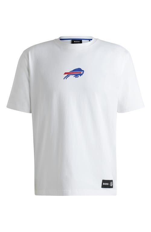 Shop Hugo Boss Boss X Nfl Stretch Cotton Graphic T-shirt In Buffalo Bills - White