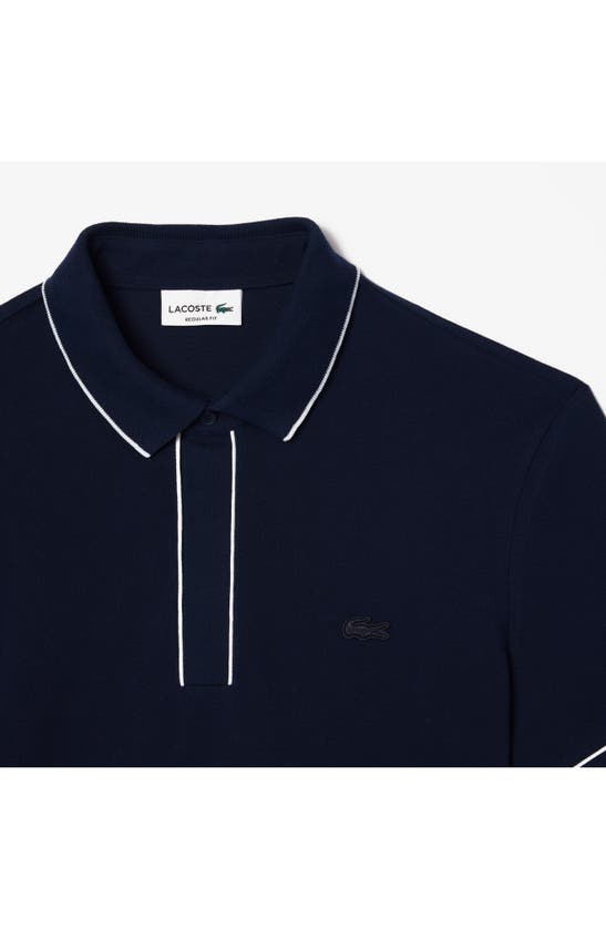 Lacoste Tipped Short Sleeve Polo Shirt In 166 Marine