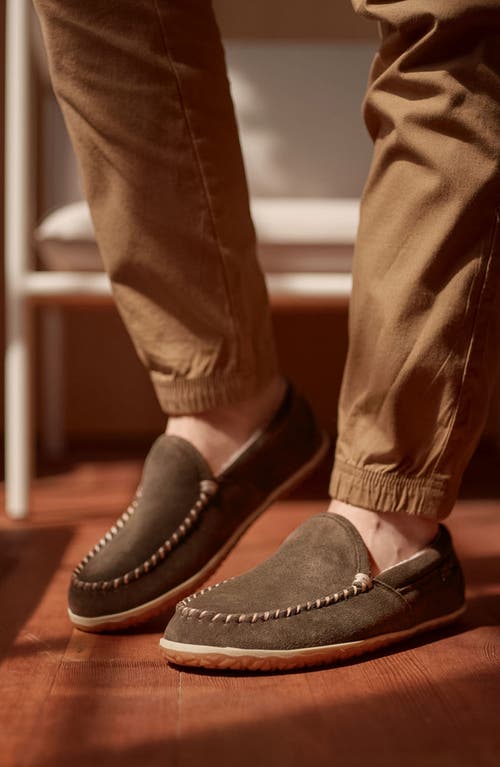 Minnetonka Tilden Faux Shearling Lined Slipper In Brown