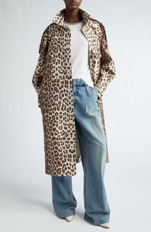 Shop Zimmermann Illustration Leopard Print Twill Trench Coat In Chocolate Leopard