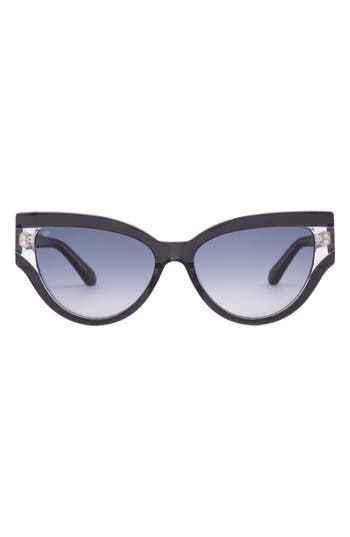 Shop Sito Shades Allnighter 56mm Gradient Standard Cat Eye Sunglasses In Black Clear/grey Blue