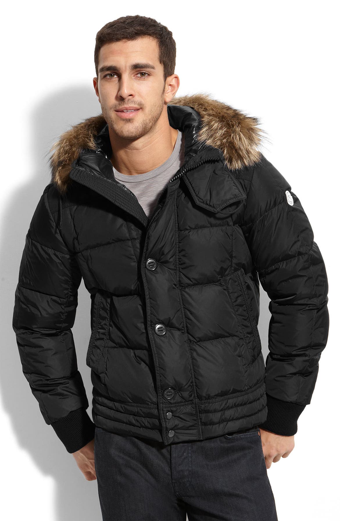 Moncler 'Ribera' Quilted Down Jacket with Genuine Coyote Fur Trim ...