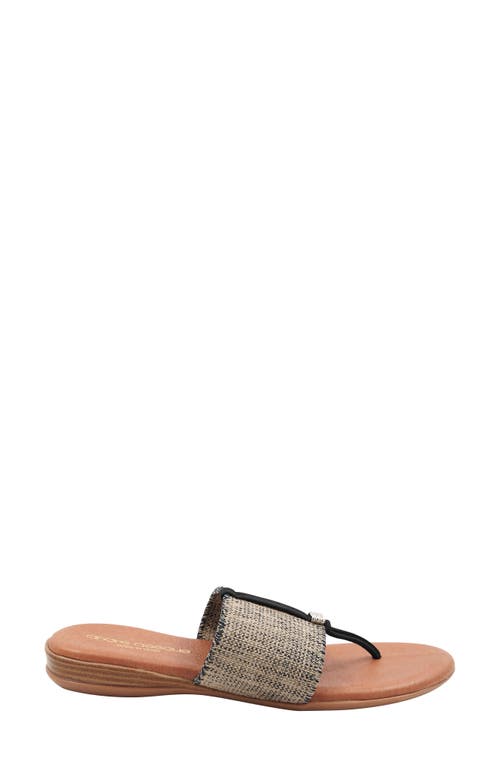 Shop Andre Assous André Assous Nice Featherweights™ Slide Sandal In Black/beige Linen