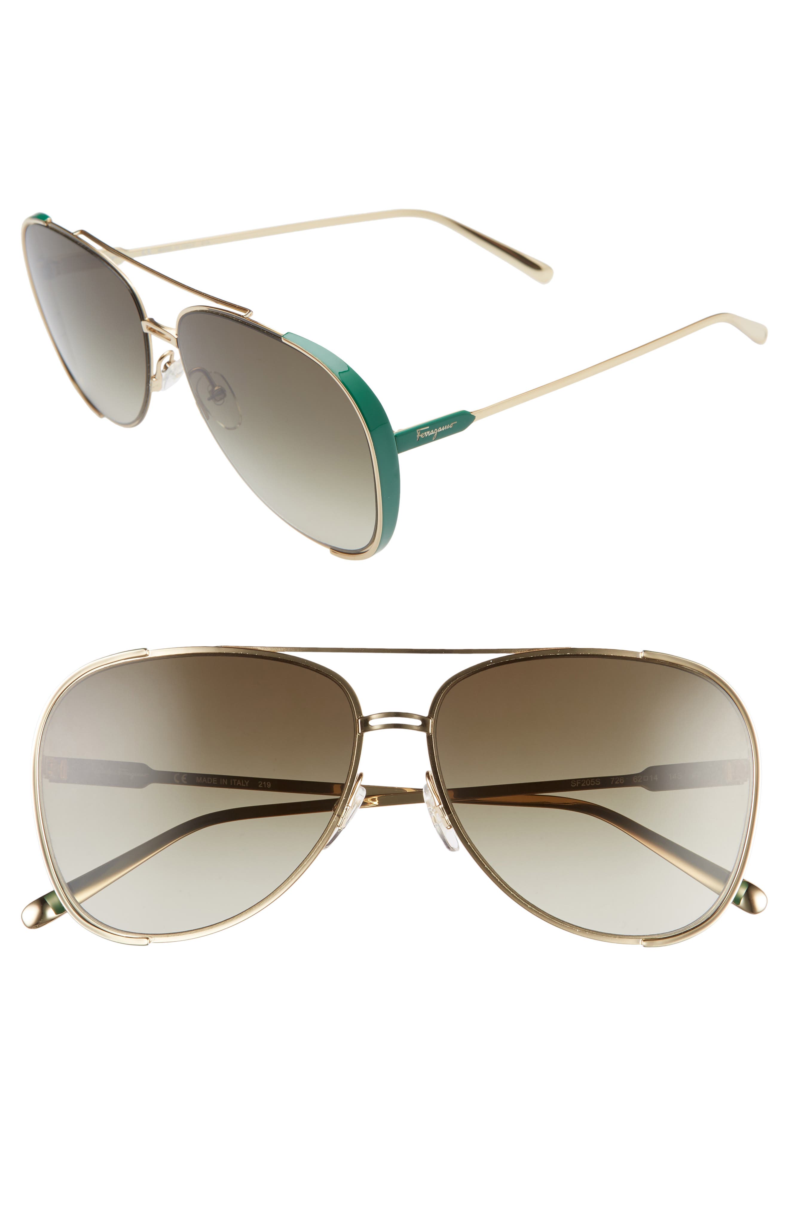 Salvatore Ferragamo 62mm Aviator Sunglasses Nordstrom