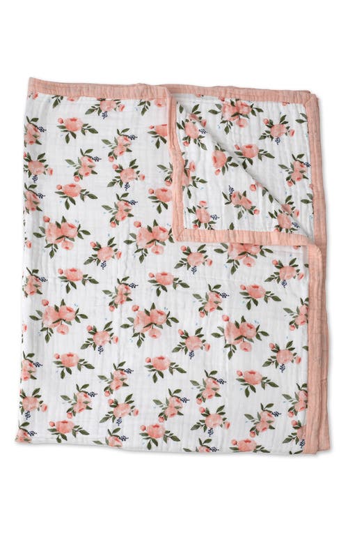 little unicorn Kids' Cotton Muslin Quilted Throw in Watercolor Roses at Nordstrom