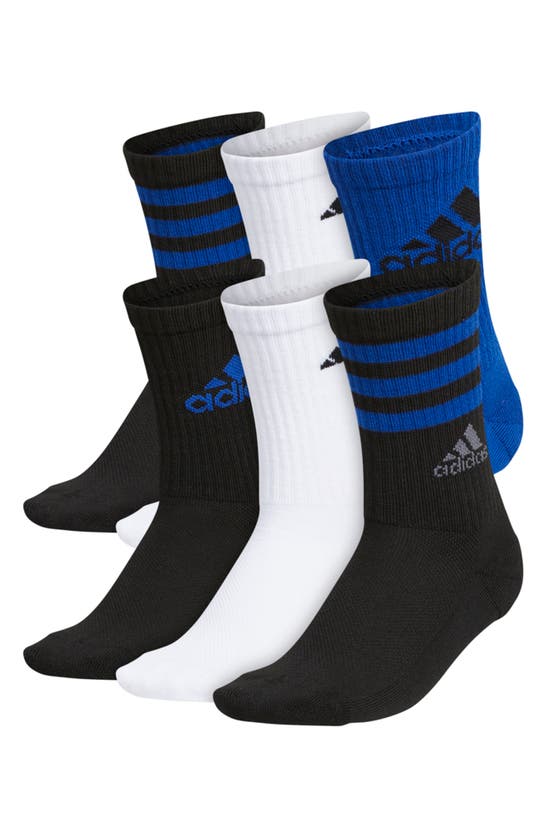 Adidas Originals Kids' Cushioned Crew Socks In Team Royal Blue/ White/ Black