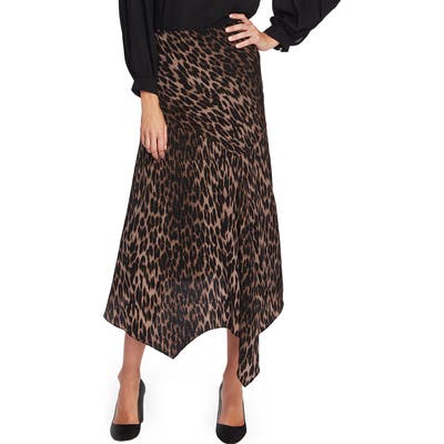 Vince Camuto Animal Print Asymmetrical Hem Skirt, Black