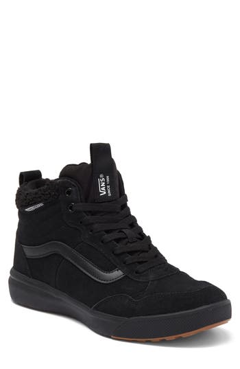 Shop Vans Range Exp High Top Sneaker In Suede Black/black