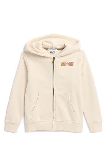 Scotch & Soda Big Boys Graphic Fleece Zip Up Hoodie In Light Beige
