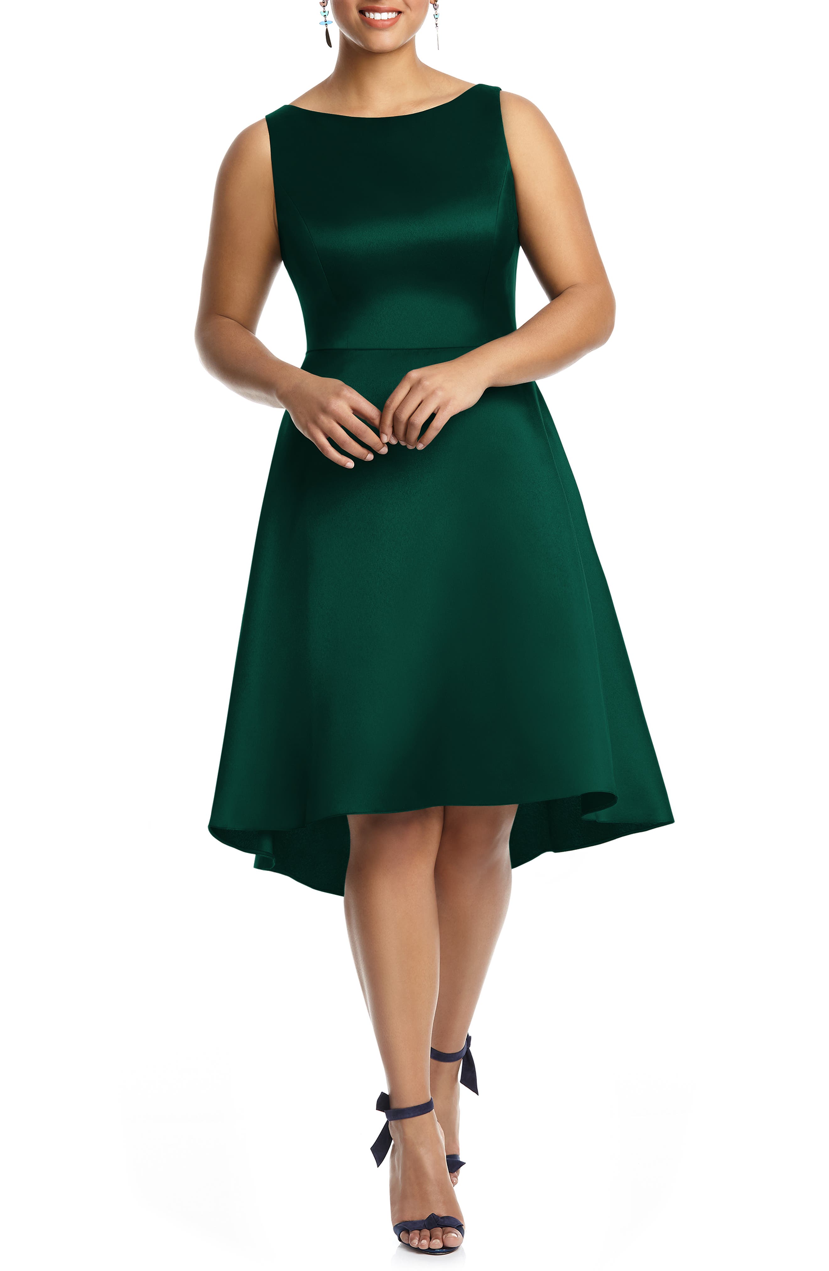 Olive Green Cotton Knee Length Dress A-Line Dress with Pockets Customizable Dress for Women